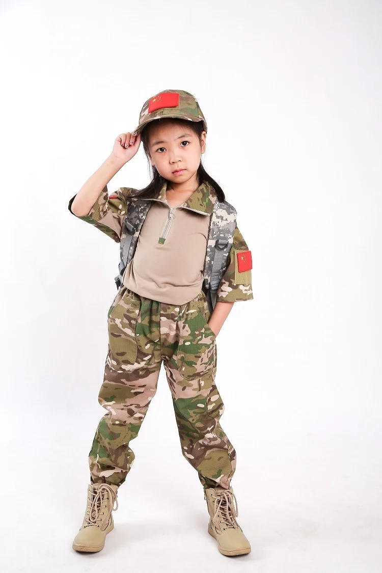 Kids Frog Suit Short Sleeve Shirt Long Pants Army Fans Training Cs Sets Boy Girl Children Working Cargo Overalls Fishing Clothes images - 6
