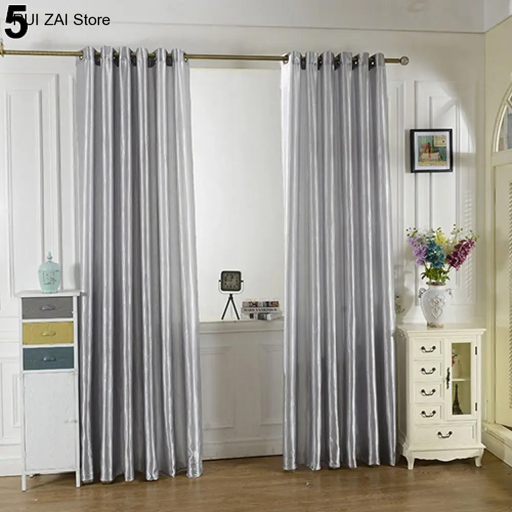 New Living Room Bedroom Curtain 1Pc Solid Color Through Rod Window Panel Drape Living Room Blackout By Curtain Home Decoration