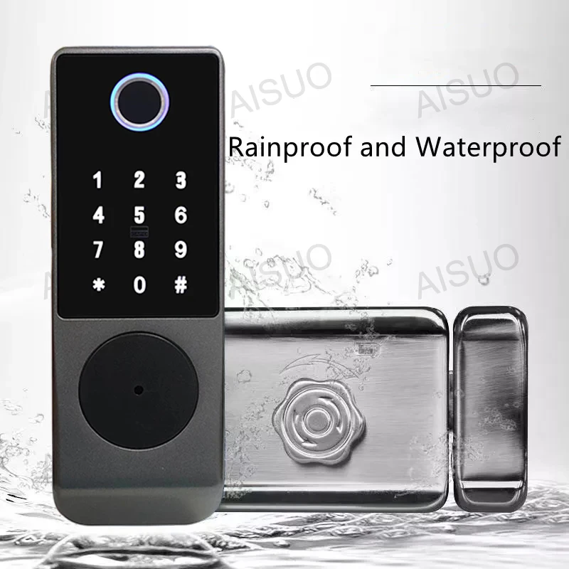 AISUO IP68 TUYA WIFI fingerprint magnetic card password key remote unlock courtyard apartment outdoor waterproof smart door lock - купить по