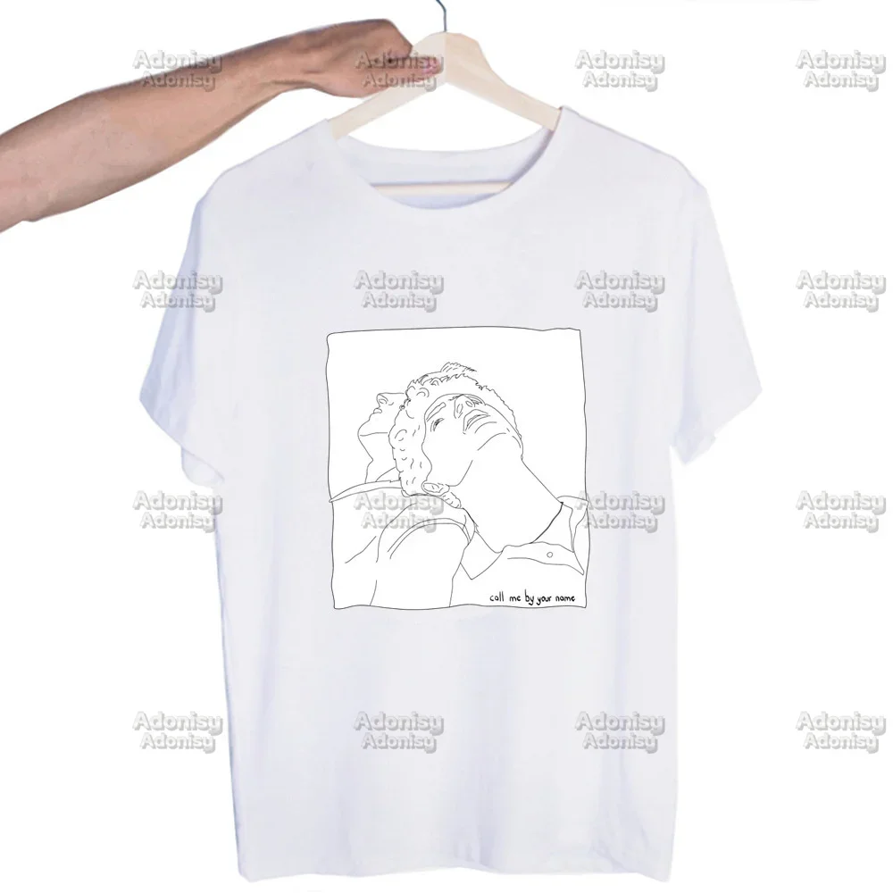 Футболка мужская с надписью Call Me By Your Name Повседневная Свободная рубашка коротким
