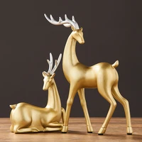 gold home decoration deer decoration resin embellishment statue golden animal sculpture living room decoration desk decor gift