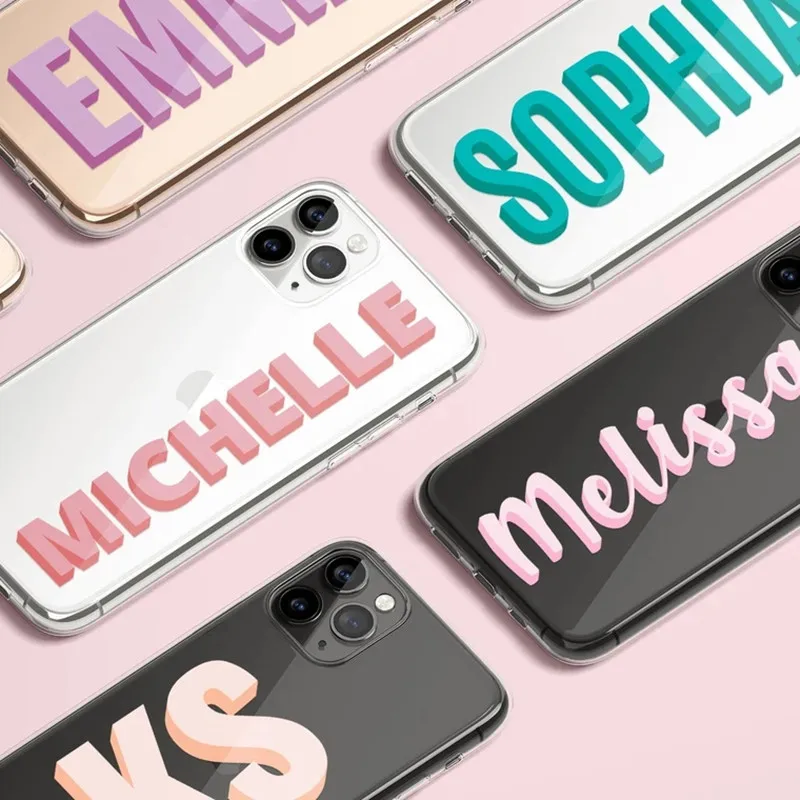 

Clear Custom initials Name Case for iPhone 13 12 11 Pro Max XR case iPhone XS Case Soft TPU DIY Letters Case iPhone 7 Plus 8 6
