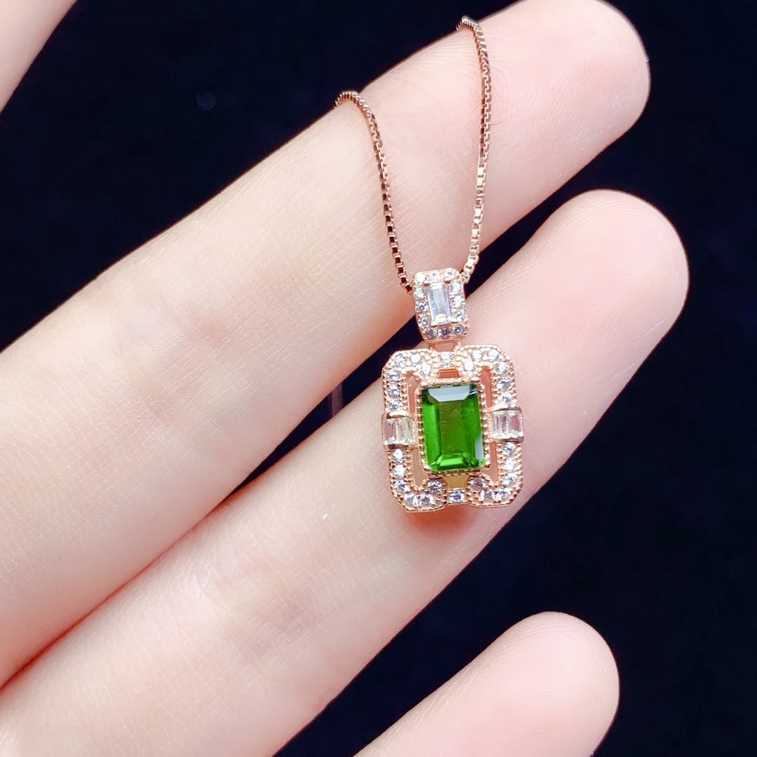 

Natural Diopside Sterling Silver 925 Jewelry Women's Pendant 925 Sterling Silver Women's Luxury Necklace Christmas Free Shipping