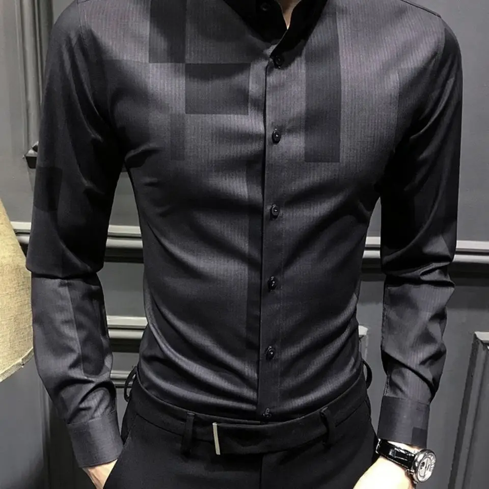 Autumn new men's long sleeve shirt Korean fashion autumn shirt casual handsome coat business men's clothing