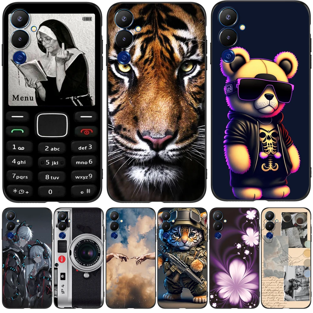 Фотообои для Tecno pova 4 LG8N чехол силиконовый на заднюю панель телефона bear tiger lion