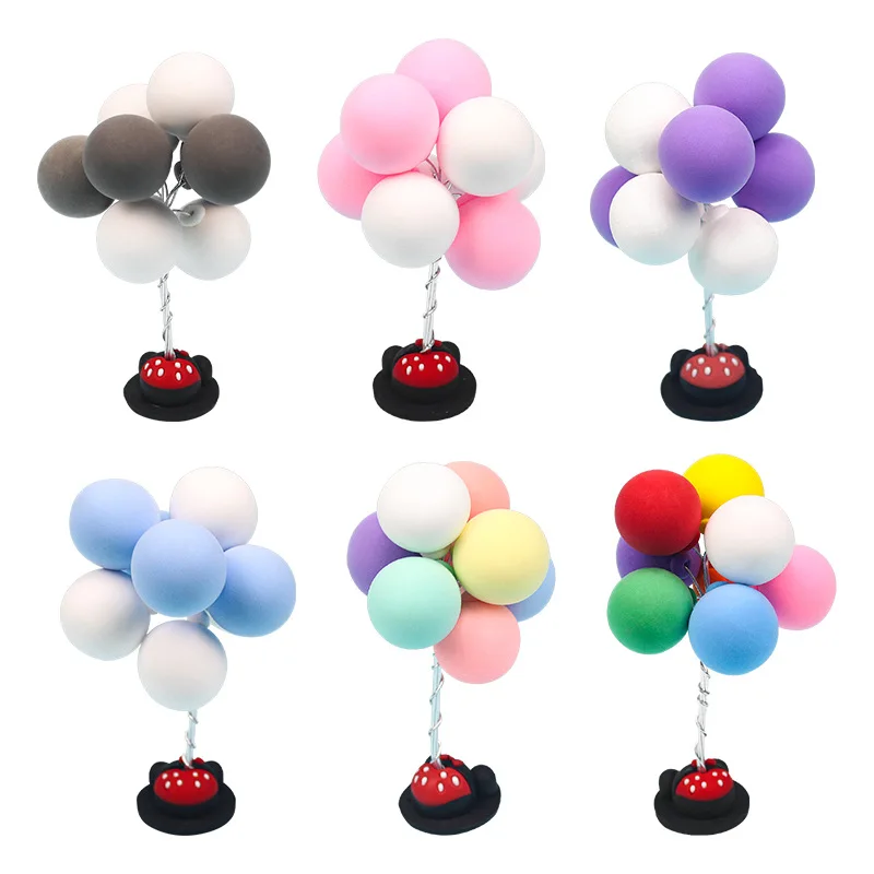 

Colorful Ball Bundle Clay Balloons Cake Topper Creative Cupcake Card Flag Birthday Party Baby Shower Dessert Decoration
