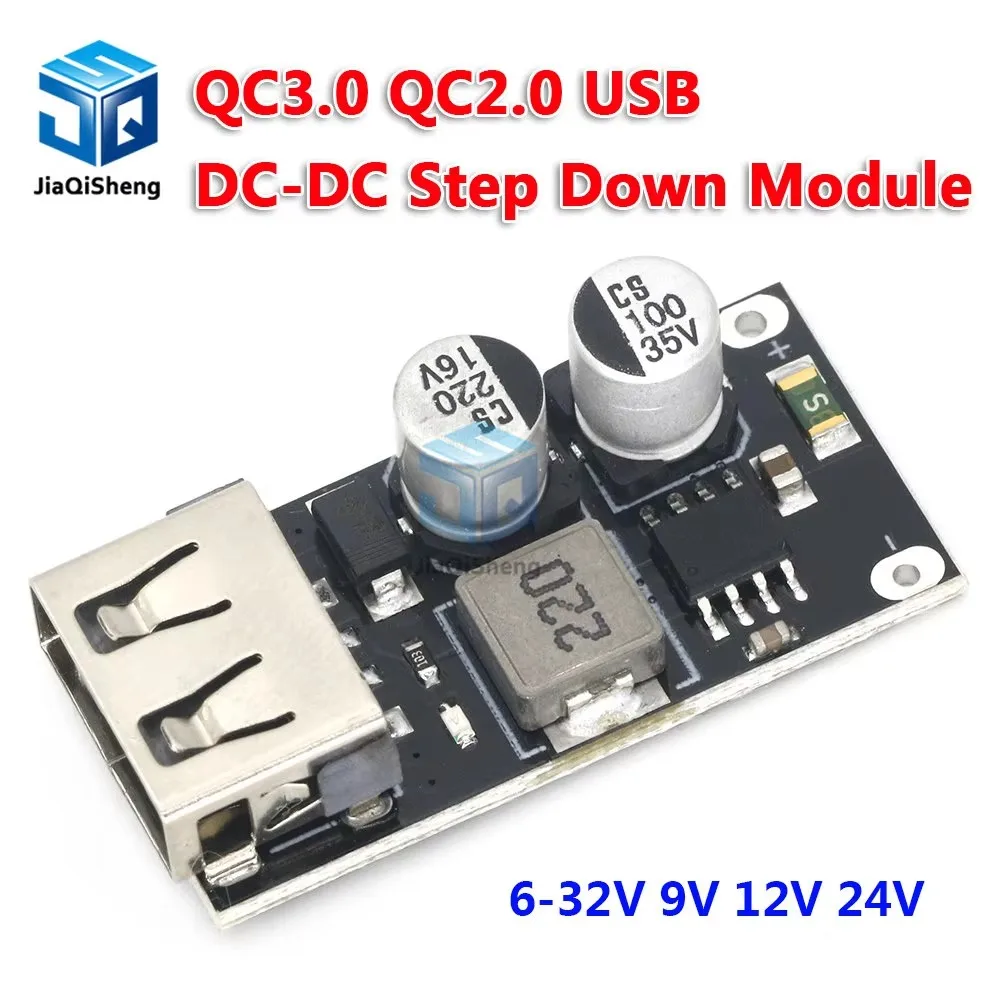 

USB-конвертер QC3.0 QC2.0, понижающий модуль зарядки 6-32 В, 9 В, 12 В, 24 В для быстрой зарядки, печатная плата 3 В, 5 В, 12 В
