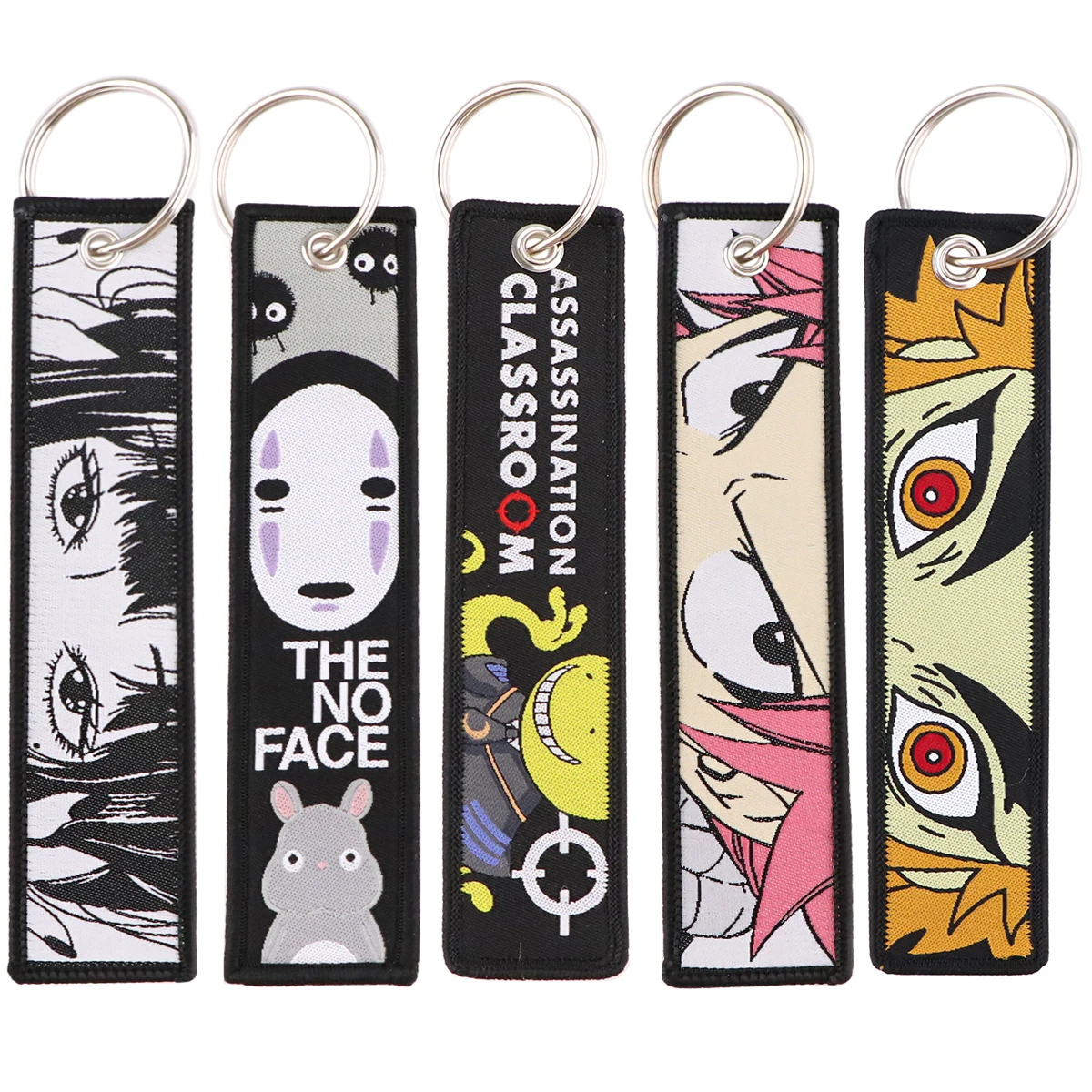 

Japanese Anime Demon Slayer Car Keychain Junji Ito Embroidery Key Holder Tags Keyring Tag for Motorcycles and Cars Gifts