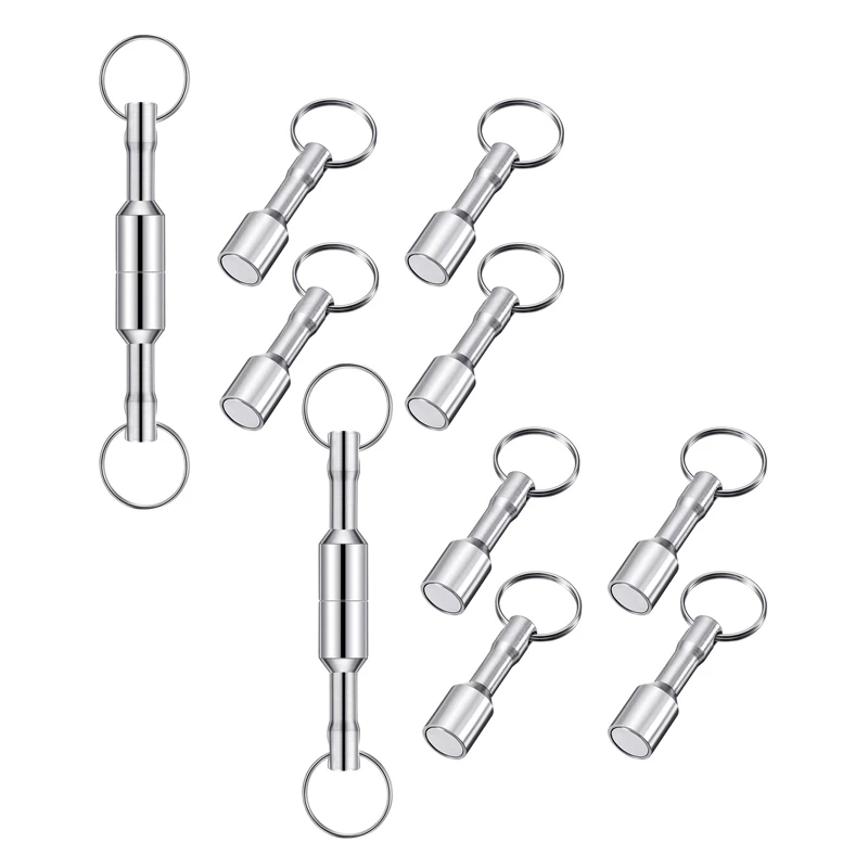 

12 Pieces Metal Magnet Keychain Magnetic Keychain Pocket Keyring Magnet Holder With Split Ring Jewelry Test Magnet