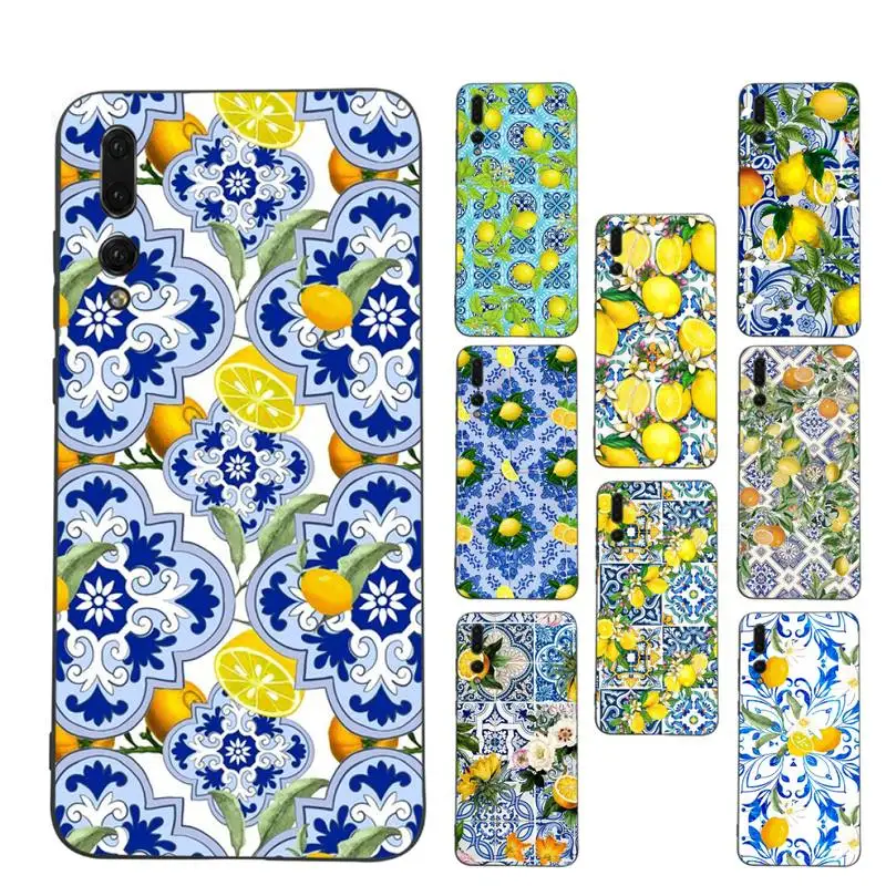 

Mediterranean Lemon Phone Case Soft Silicone Case For Huawei P 30lite p30 20pro p40lite P30 Capa