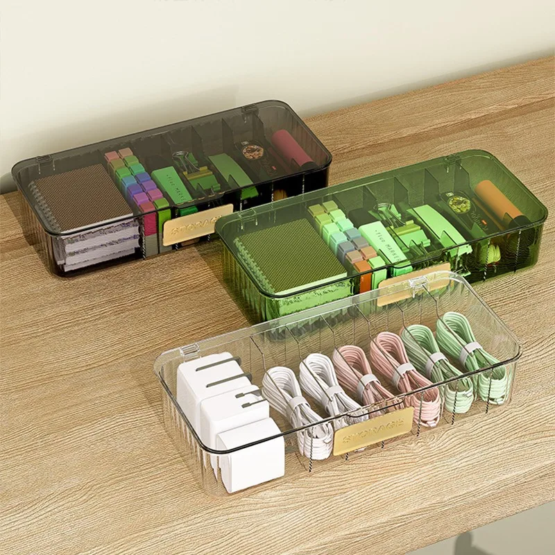 

Cable Storage Box Transparent Plastic Data Line Storage Container for Desk Stationery Multifunctional headset Data charging line