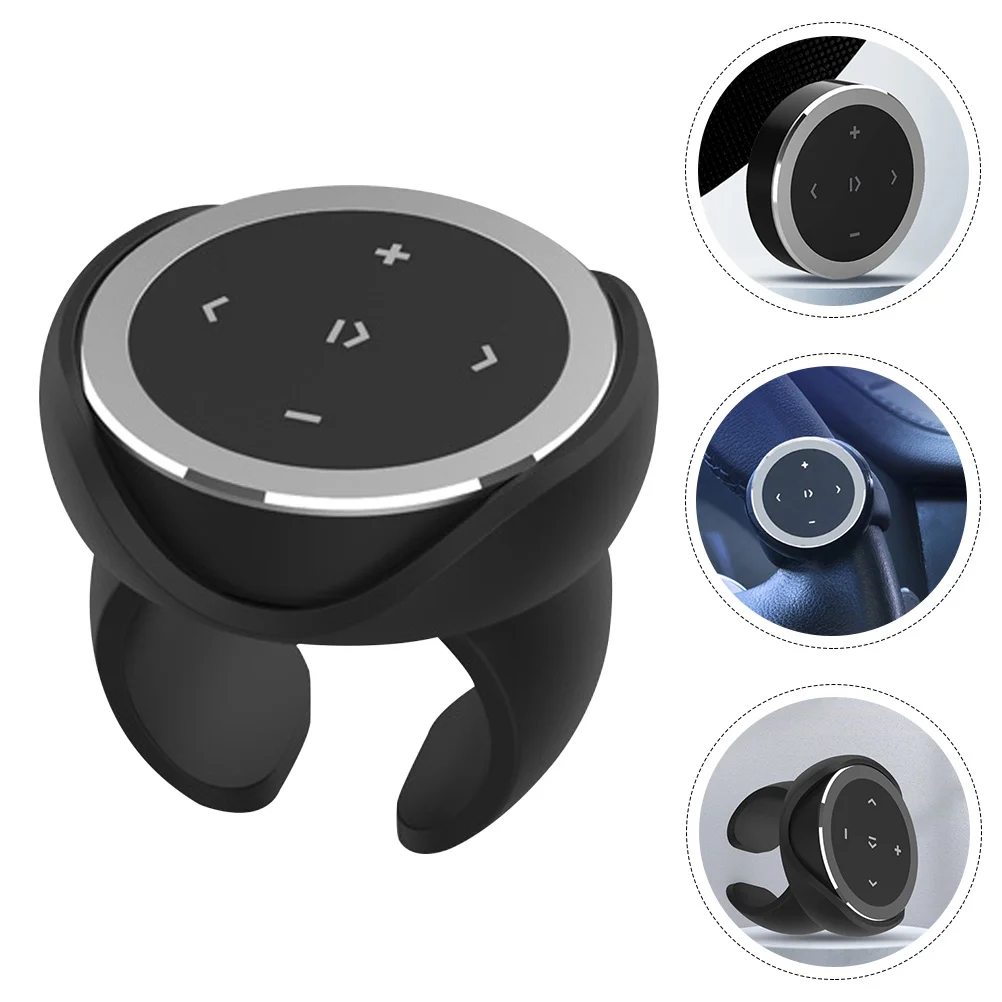 

Wireless Remote Electronic Media Button Car Steering Wheel 3.6x3.6cm Motorcycle Volume Control Black Metal