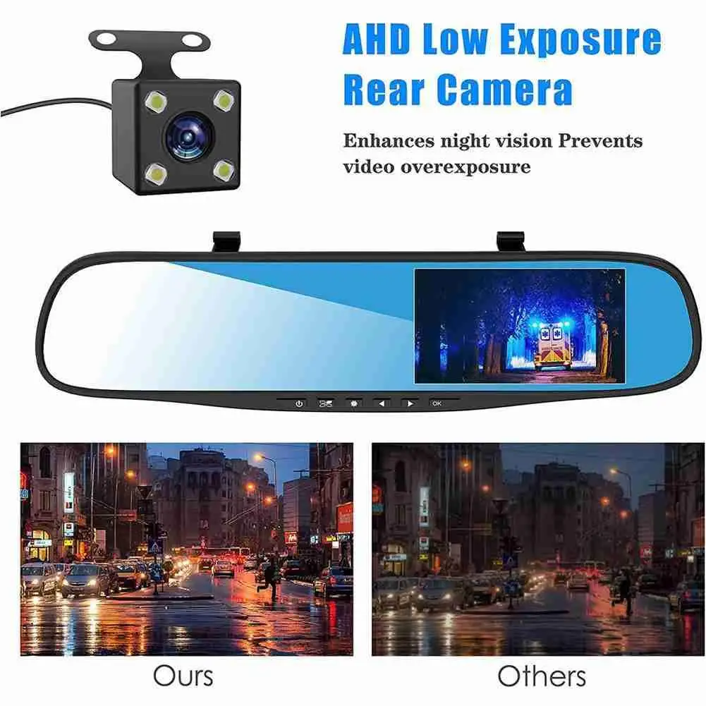 

4.3 Inch Car DVR Video Recorder Night Vision Dash Cam Full HD 1080P Mirror Cam 170° Wide Angle Car Dvr Camera Rear View Dashcam
