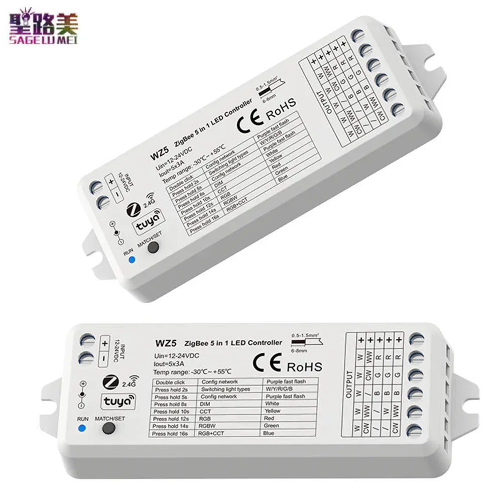 ZigBee Tuya WZ1 2CH*5A Беспроводной радиочастотный диммер WZ5 5CH*3A 5 в 1 светодиодный