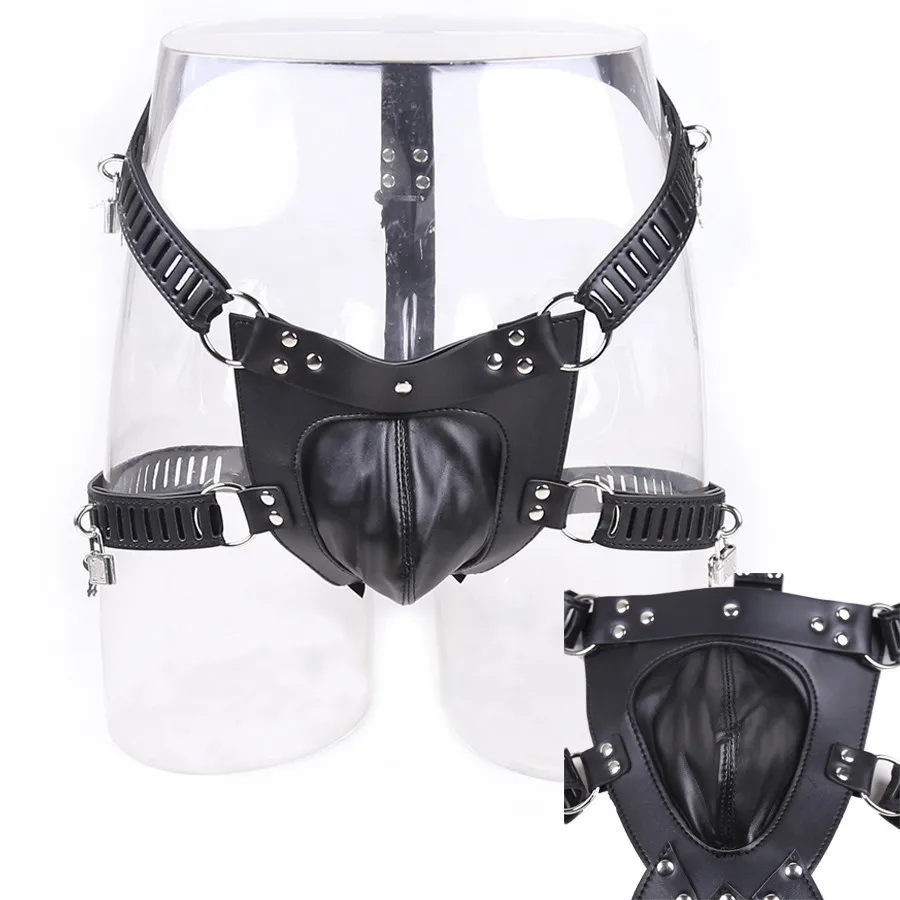 

BDSM PU Leather Sexy Panties Bondage Fetish Restraints Penis Cock Cage Male Chastity Devices Belt Erotic Cosplay Toys For Couple