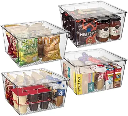 

Storage Bins with Lids XL \u2013 Perfect Kitchen Organization or Pantry Storage \u2013 Fridge/Cabinet Organizers