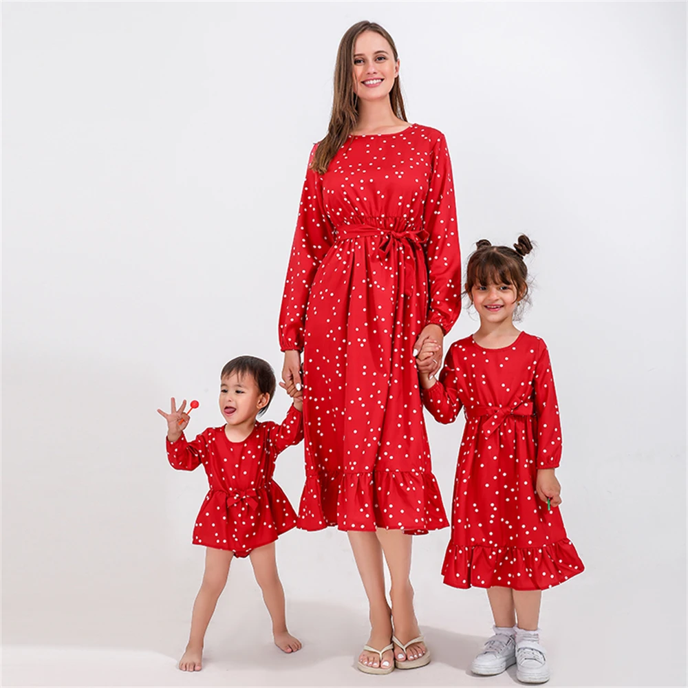NEW Summer Mom and Daughter Dress Family Matching Outfits Family Look Mommy and Me Clothes Outfits Solid Color