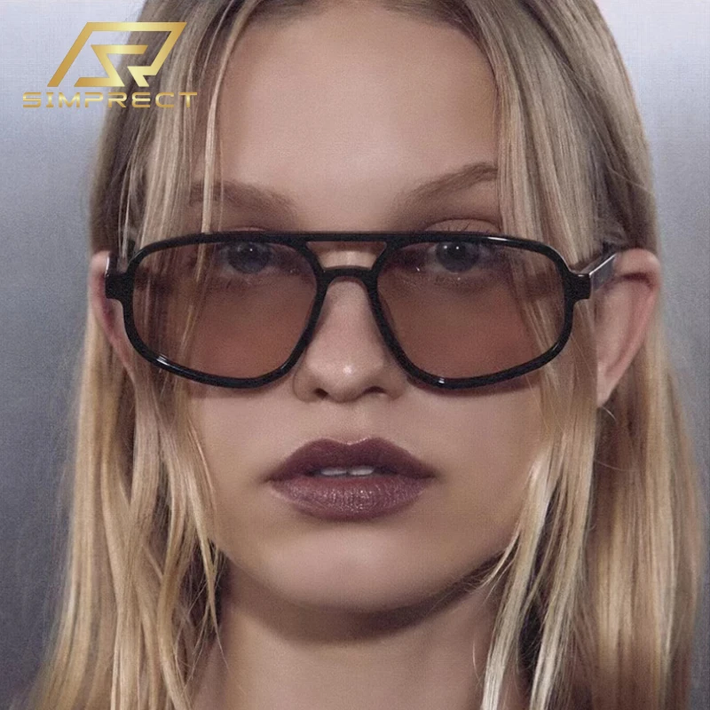 

SIMPRECT Rectangle Cat Eye Sunglasses Women 2022 Luxury Brand Designer Sun Glasses Fashion Vintage Retro Square Shades For Women