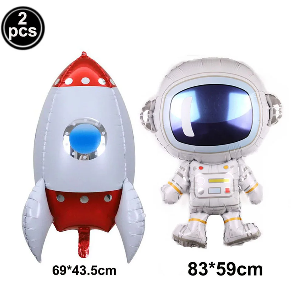 

2 Pack Astronaut Spaceman Rocket Balloons Kit for Outer Space Galaxy Themed Birthday Party Decortions Planet Globes Balloons