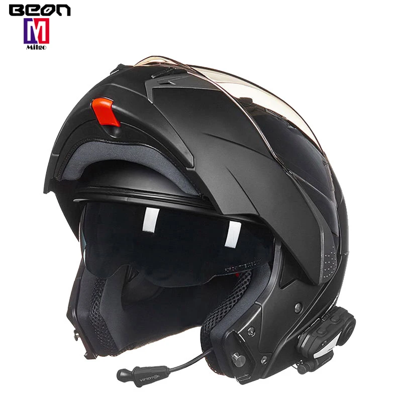

Motorcycle dual lens inner sunglass flip up modular helmet motorbike DOT