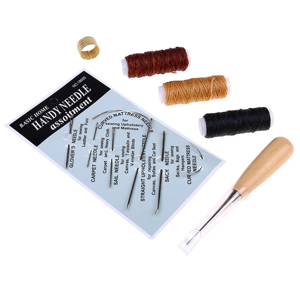 

Kit Sewing Needle Repair Tools Craft Tool Hand Shoes Thread Drilling Diy Crafting Waxed Cord Cone Starter Needles Coat Set