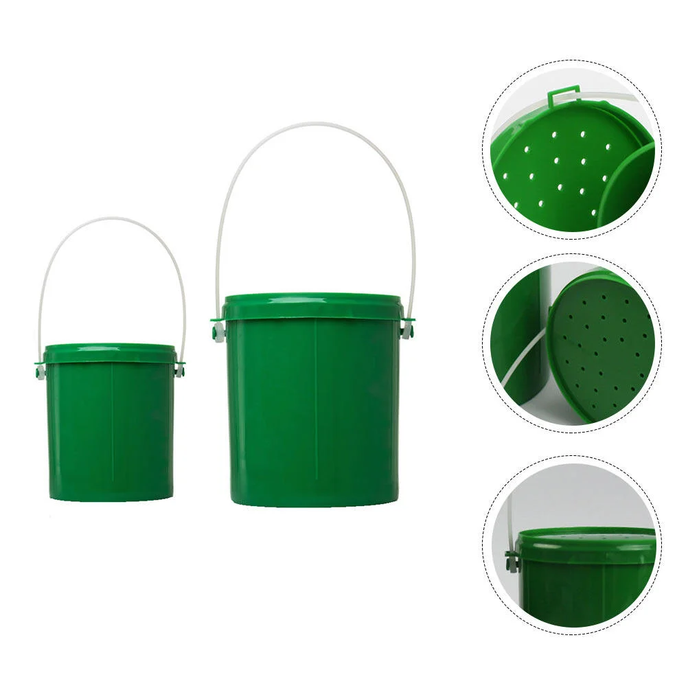 

2 Pcs Fishing Bucket Baits Live Lures Accessories Maggot Worm Container Plastic Barrel Tool