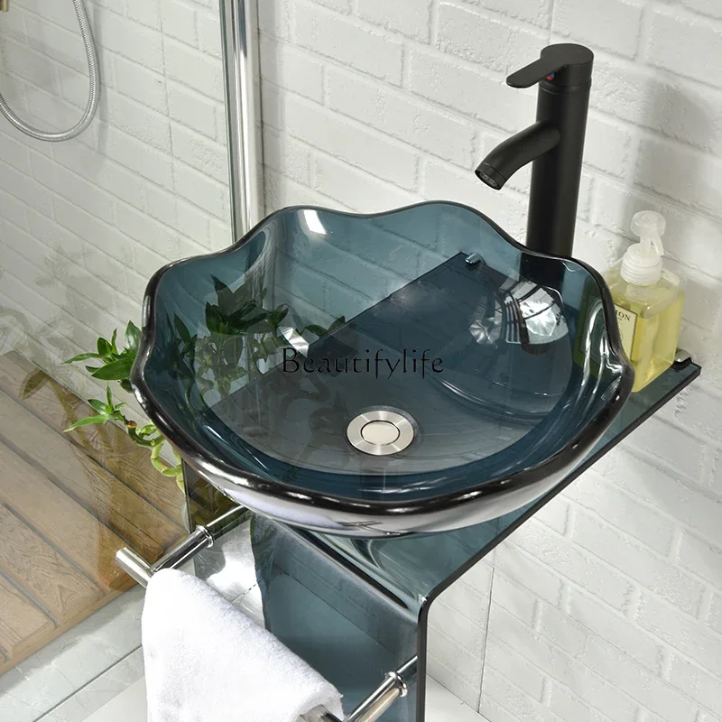 Умывальник для балкона стеклянная раковина маленькой квартиры садовая от пола