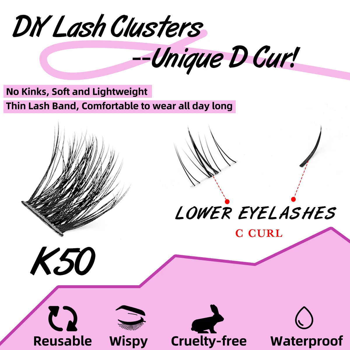 IGUIONS одиночные кластерные ресницы 152 шт. нижние сделай сам + удлиненные тонкие K50