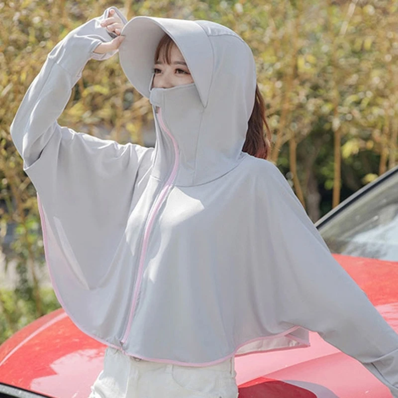 

Anti UV Clothing Sunscreen Sun Protection Cloak Hooded Solid Color Breathable Cooling Coats for Outdoor Sport Cycling