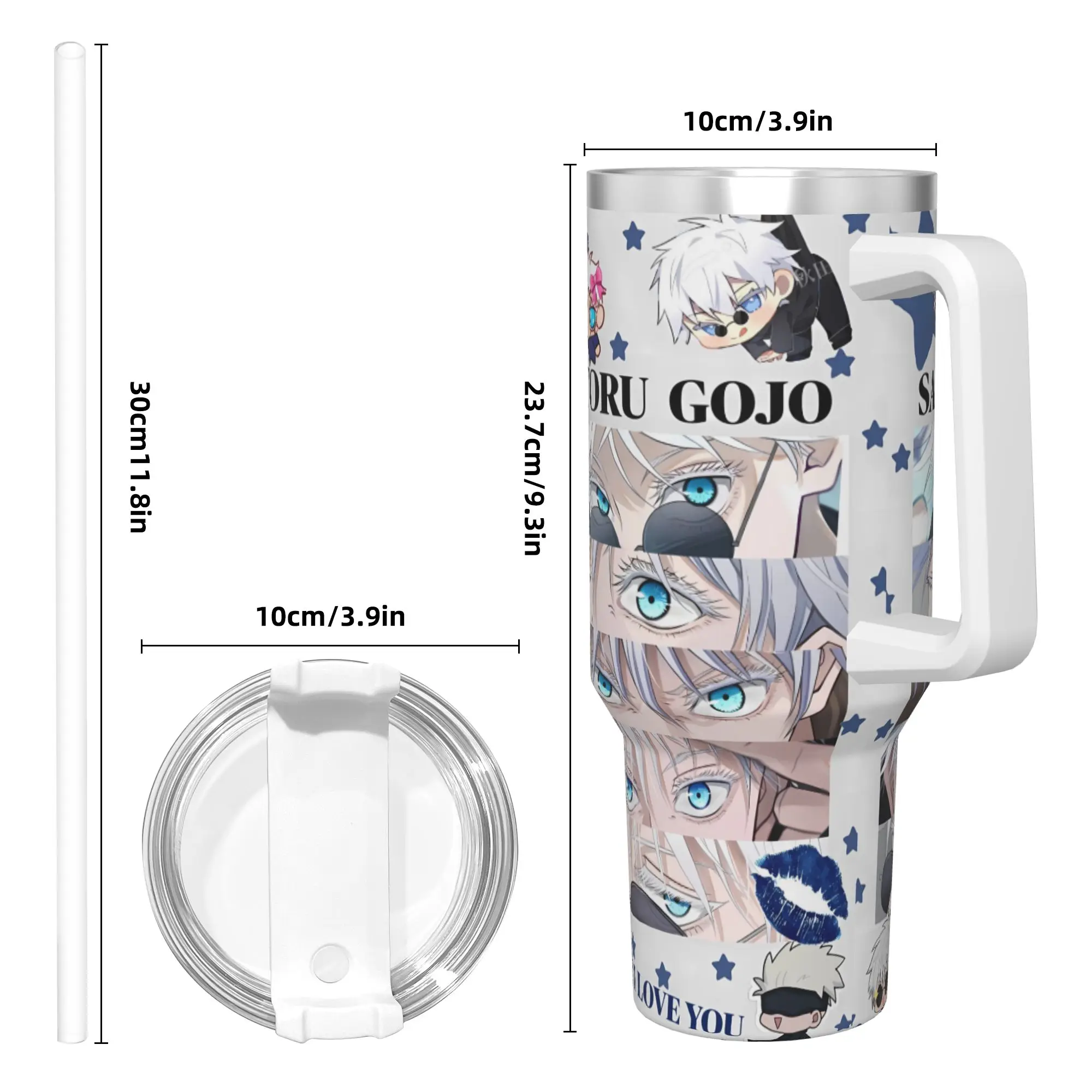 Фото Термокружка Gojo Sensei из нержавеющей стали с соломинкой и крышкой, 40 унций, для аниме-фанатов, для холодных напитков №4