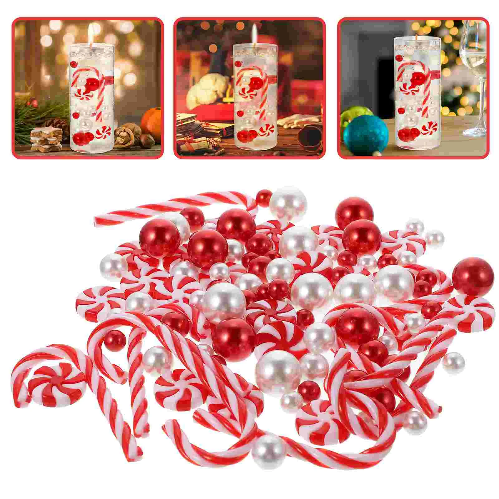 

Vase Filler Christmasfloating Pearl Beadsxmas Decor Candy Fillers Vases Cane Lollipop Decoration Bead Ornaments Holiday Ornament