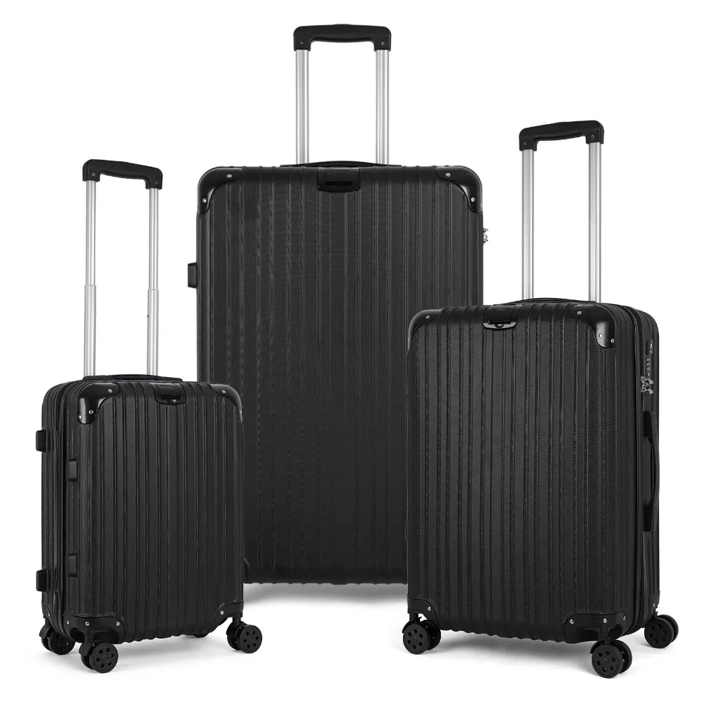 

Hikolayae Geometric Collection Hardside Spinner Luggage Sets in Raven Black, 3 Piece - TSA Lock