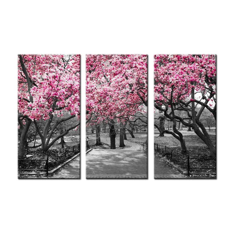 

3 Pieces Cherry Blossom Wall Art Posters Flowers Landscape Printe Canvas Art Modern Style Picture Living Room Home Decor