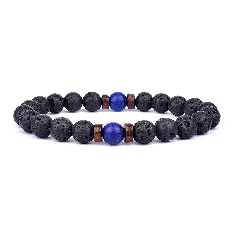 

Volcanic Stone Bracelet for Men Lava Wooden 6mm Beads Bracelet Tibetan Buddha Wrist Chain Women Men Jewelry Gift New Bracelets