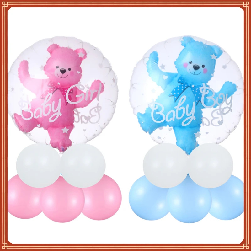 

Transparent Baby Boy Girl Blue Pink Bubble Balloon Bear Foil Balloons Kids Birthday Gender Reveal Baby Shower Decorations