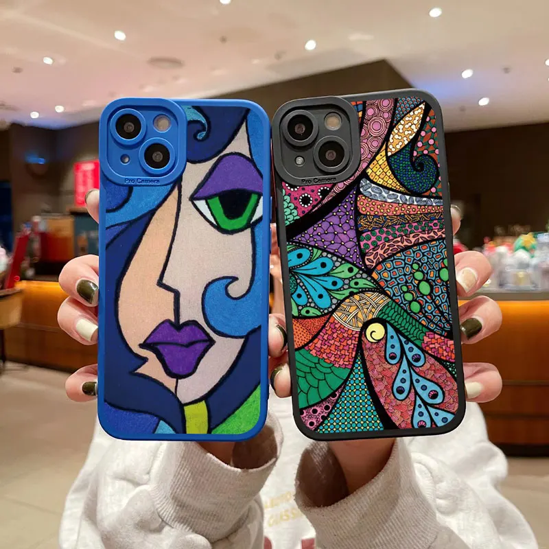 

Picasso Abstract Art Painting Phone Case For iPhone 14 X XS XR 11 12 13 Pro MAX 8 7 Plus SE 2020 Soft Silicone Back Cover Fundas