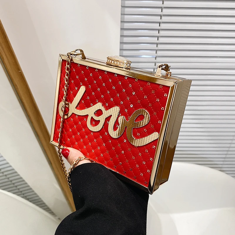 Fashion Diamond Metal Frame Women's Shoulder Purse Wedding Party Women's Branded Bags Female Luxury Crossbody Bag For Women 2022