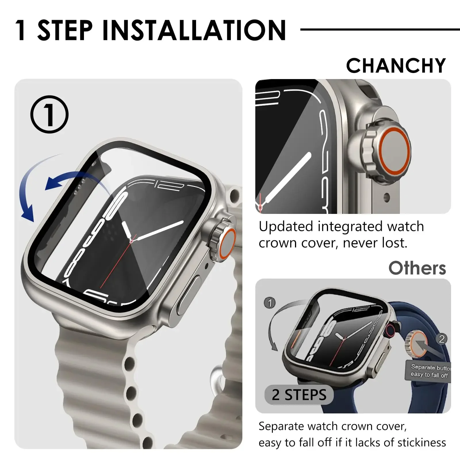 Glass Case for Apple Watch 42mm 46mm 44mm 45mm 41mm 40mm Screen Protector Cover Change Ultra Bumper iWatch Series10 9 8 7 SE 6 5 (art.: 3920cb0deb66c) - 3920cb0deb66c