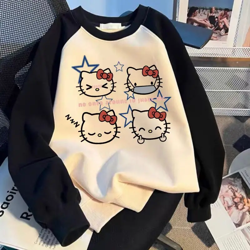 

Sanrio cartoon Hello Kitty Pochacco girls sweatshirt spring and autumn fashion trend loose round neck top for female students