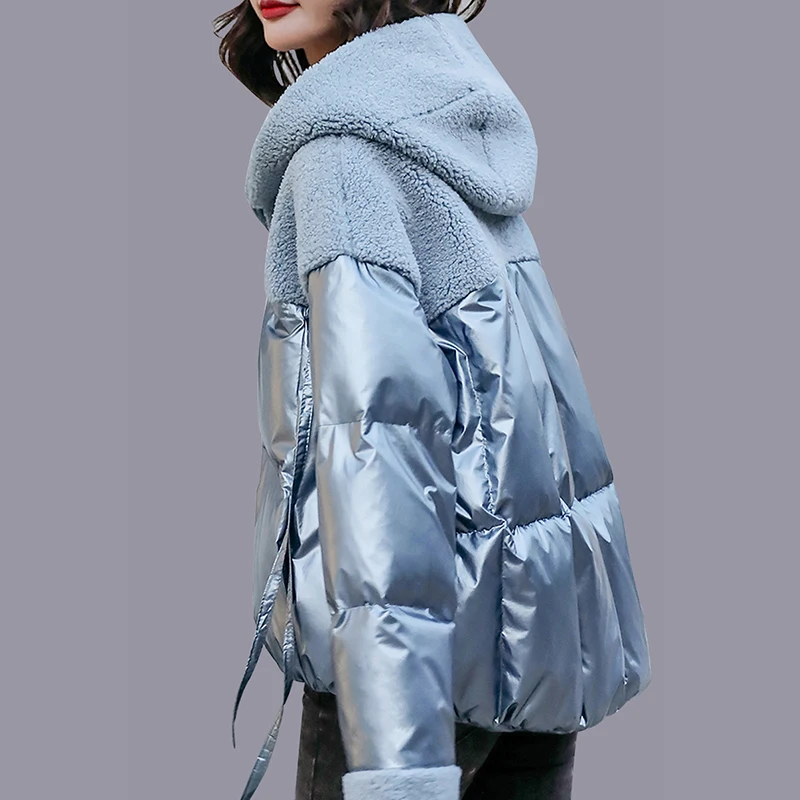 Winter Women Fashion Warm Wool Hooded Pocket Zipper Long Sleeve Windproof Fur Thicken Solid Colors Coat Padded Jackets New Parka