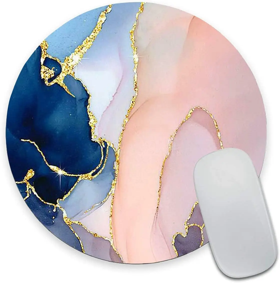 Круглый коврик для мыши мраморный милый офисный водонепроницаемый Нескользящий