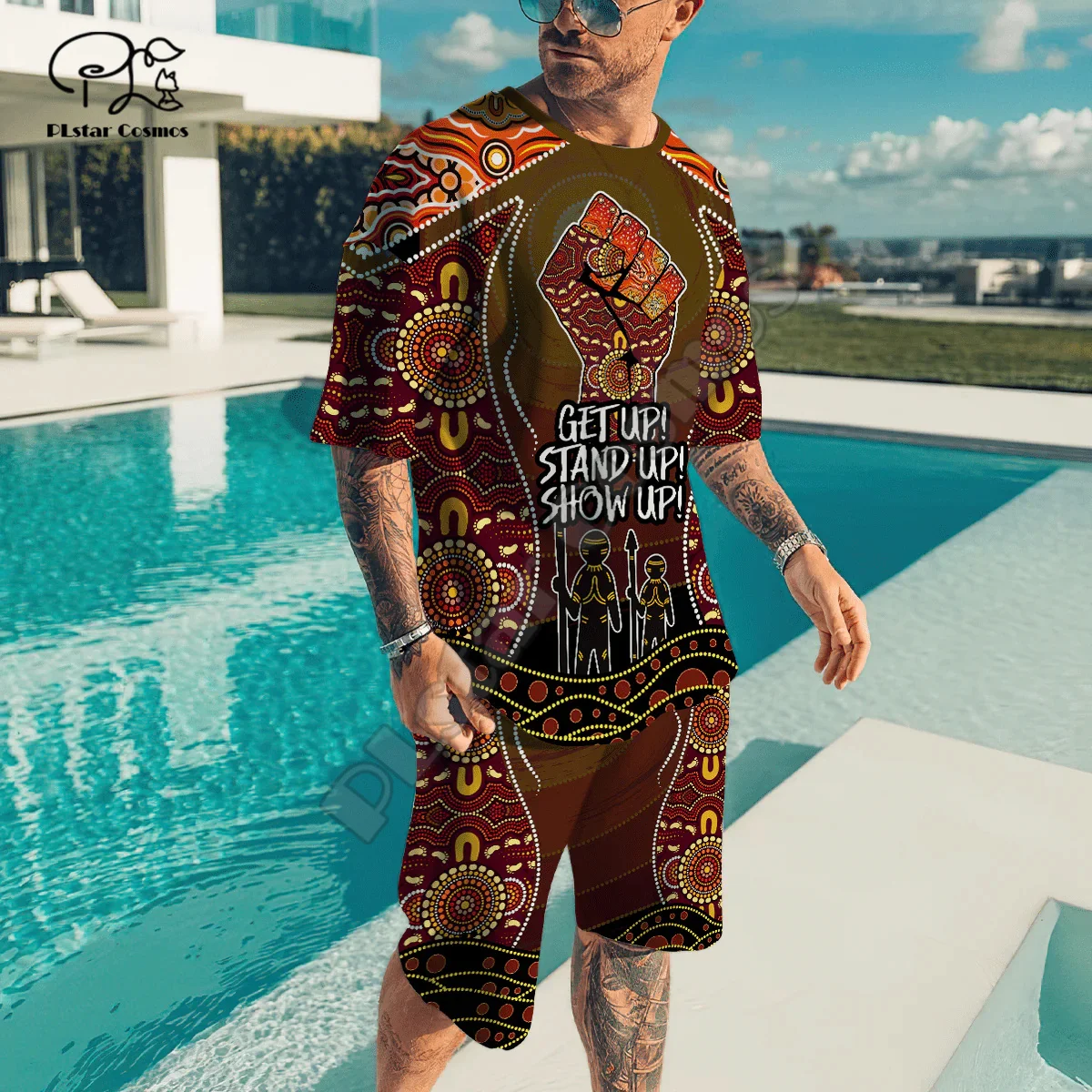 

Custom Name Indigenous Australia Aboriginal Retro Tattoo 3DPrint Summer Harajuku Casual Funny Short Sleeves Shirts Pants Combo Q