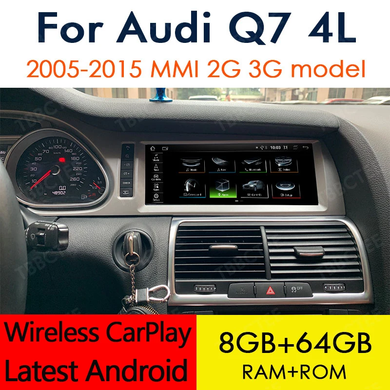 Android 12 Wireless CarPlay 8+64G For Audi Q7 4L 2005~2015 MMI 2G 3G GPS Navigation Car Multimedia Player Radio Stereo 4G WiFi