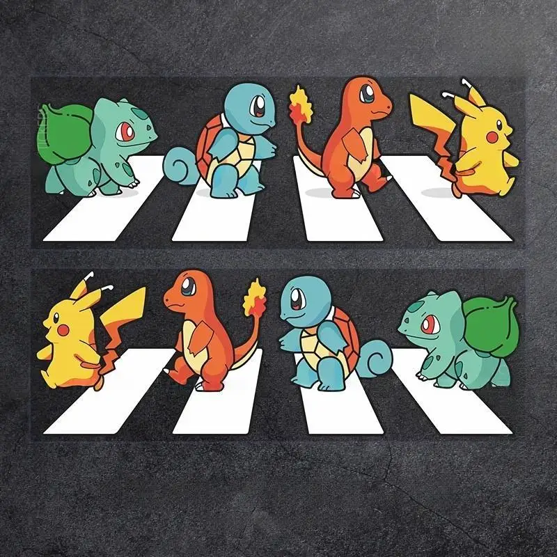 

2 шт. пара наклеек на автомобиль с милыми героями мультфильмов «Покемон», Пикачу, прогулка, пешеход, мотоцикл, украшение для электромобиля, водонепроницаемые наклейки