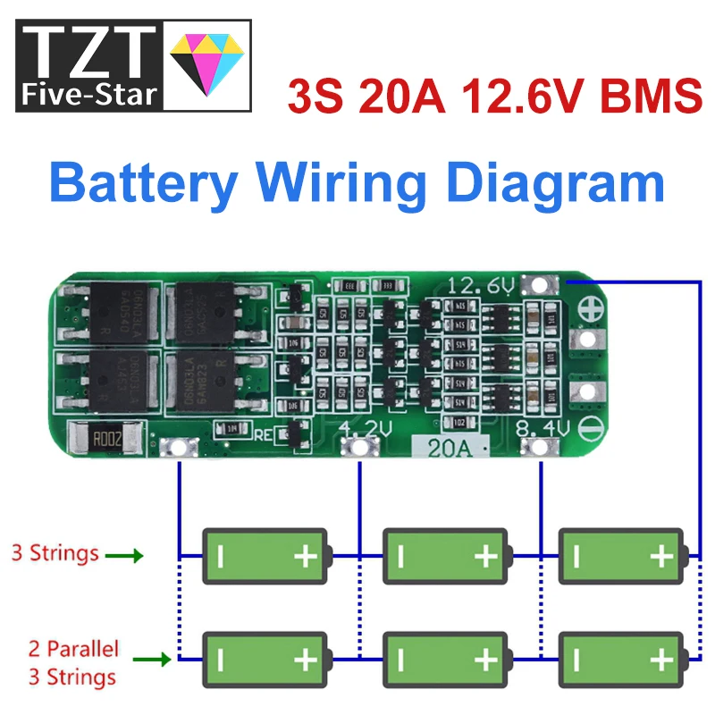 3S 20A литий-ионный Батарея 18650 Зарядное устройство PCB плата защиты BMS для буровыми