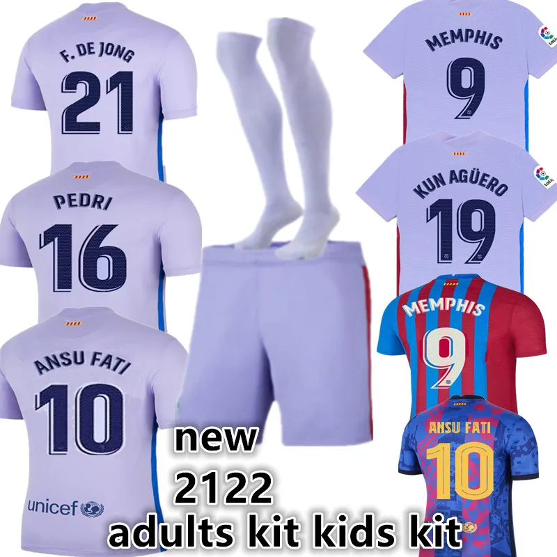 

AUBAMEYANG adults shirt 3D new 22 BarcelonaE jersey ANSU FATI MEMPHIS PEDRI COUTINHO ADAMA Top Quality DE JONG new shirt jersey