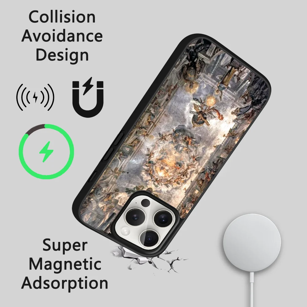 Чехол для телефона Michelangelo Creation Of Adam iPhone 16 15 14 13 12 11 Pro Max Plus Mini Magsafe Mirror беспроводной