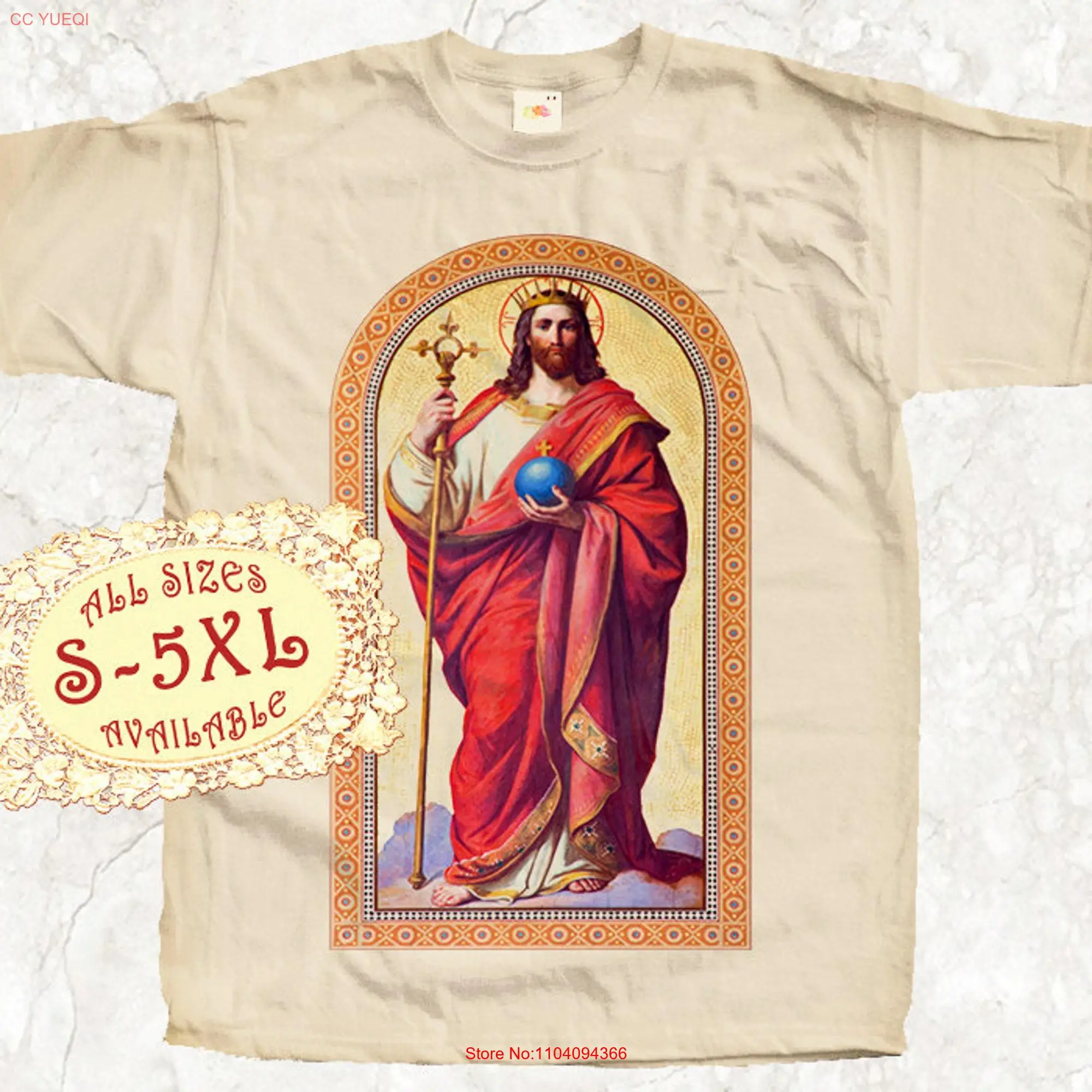 Футболка с Католическим принтом Иисуса Христа V82 Размеры S 5XL