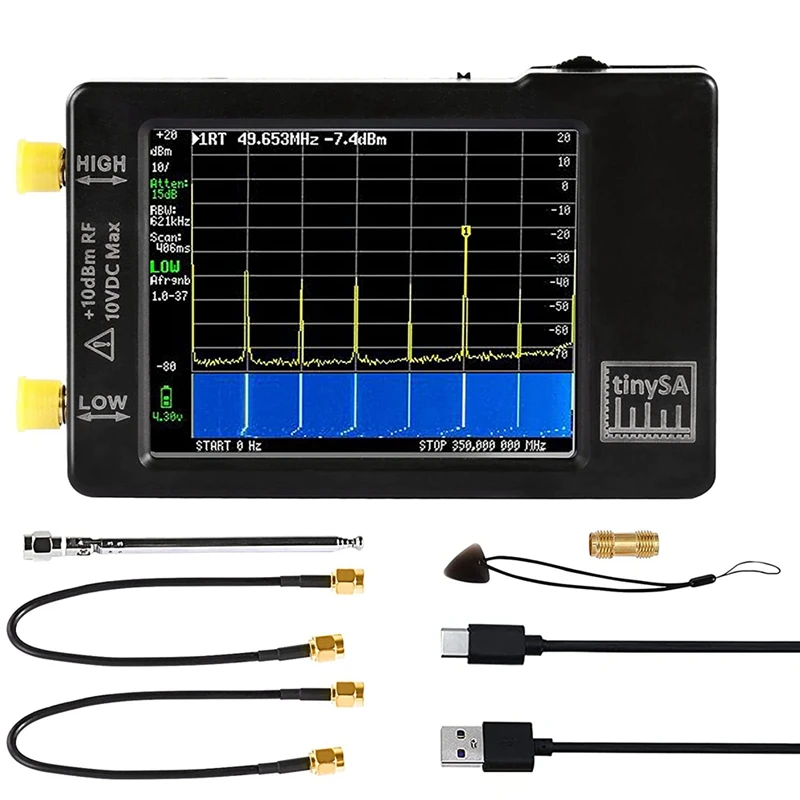 

Анализаторы спектра Tinysa, миниатюрный анализатор частоты от 100 кГц до 960 МГц с сенсорным экраном 2,8 дюйма, функция защиты от электростатическо...