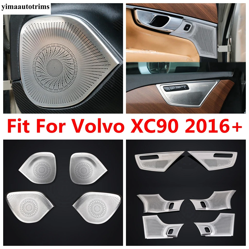 Stainless Steel Four Door Speaker Loudspeaker Sound Frame Decor Cover Trim For Volvo XC90 2016 - 2022 Car Accessories Interior